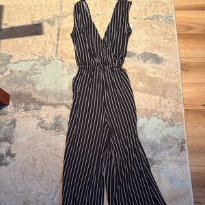 Black and White Striped Jumpsuit